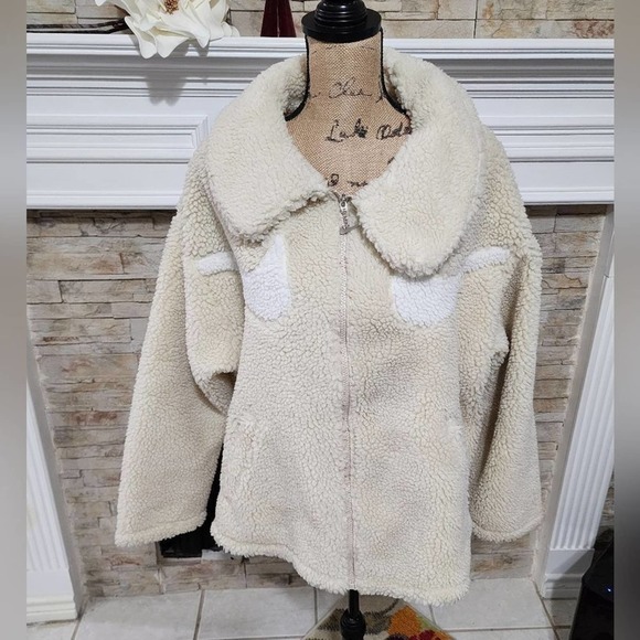 Nike Swoosh-logo faux-shearling short‎ teddy jacket plus size 2X new!! - Picture 3 of 12